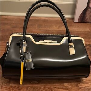 Beautiful Cromia Bag Women's Black Patent Leather Handbag Made in Italy